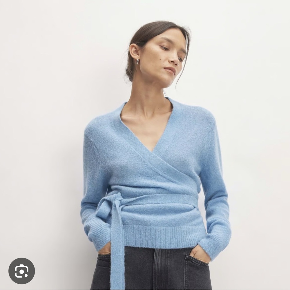 Everlane Women's Blue Wrap Sweater